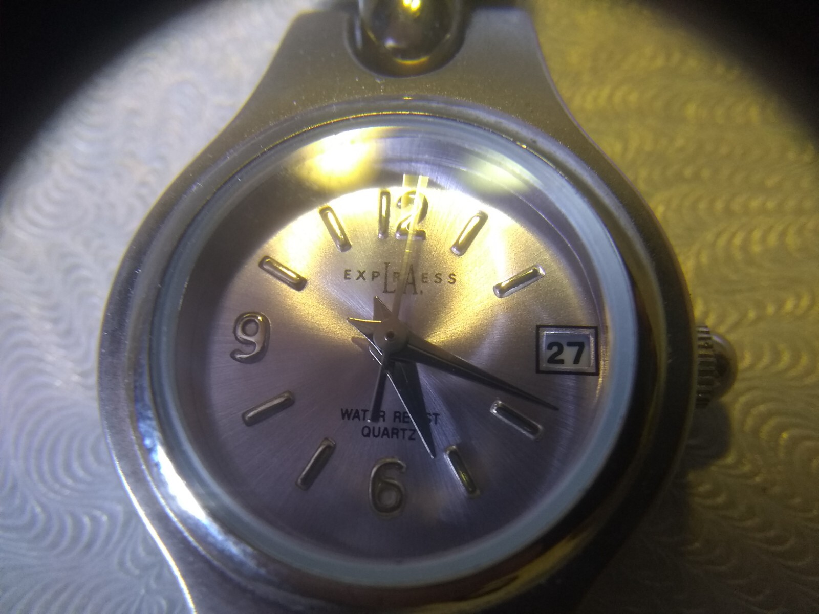 LA Express Quartz Watch Silver Dial Bracelet Band Date Indicator New Bat Works