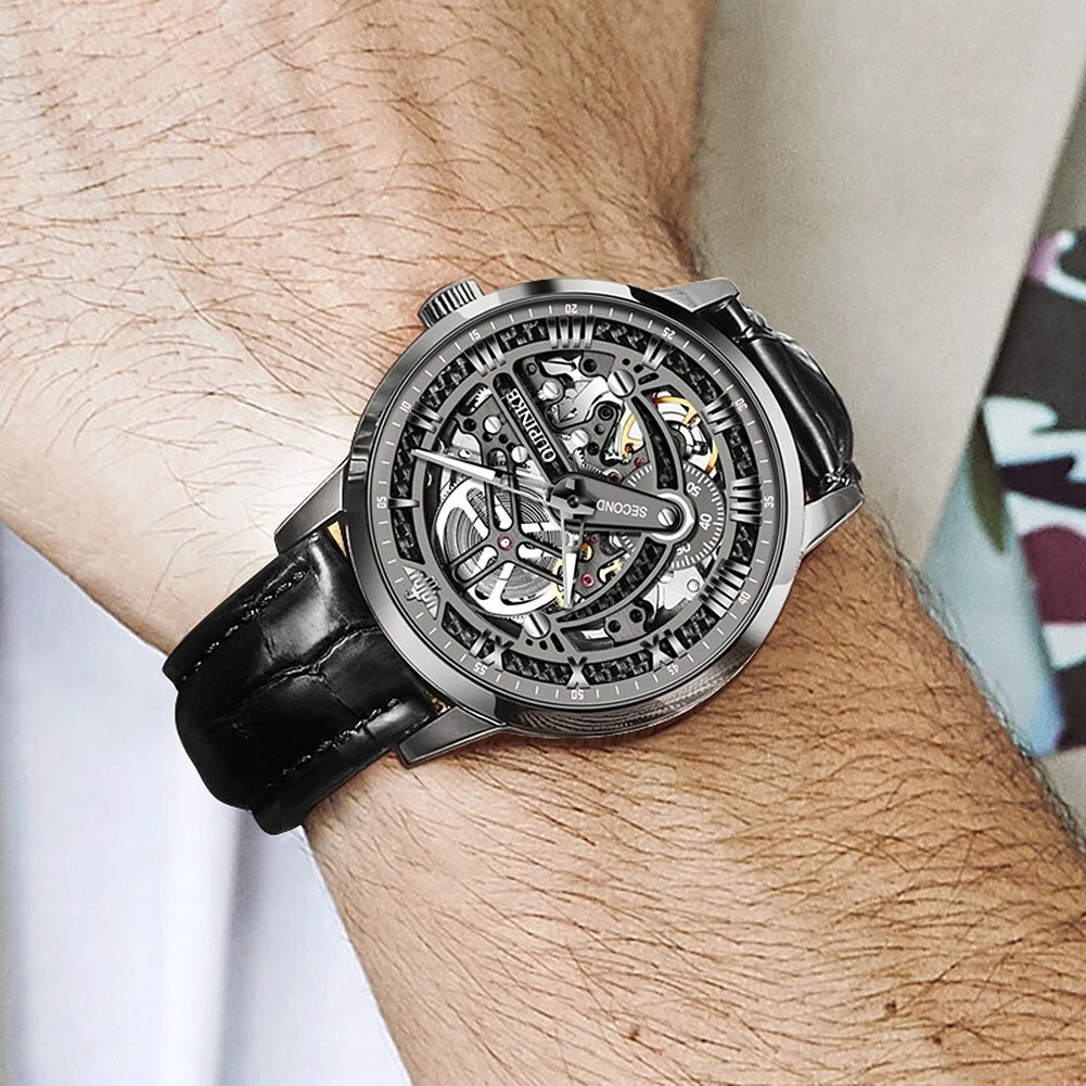 Automatic Mechanical Watch Men’s Waterproof Luxury Men Leather Strap