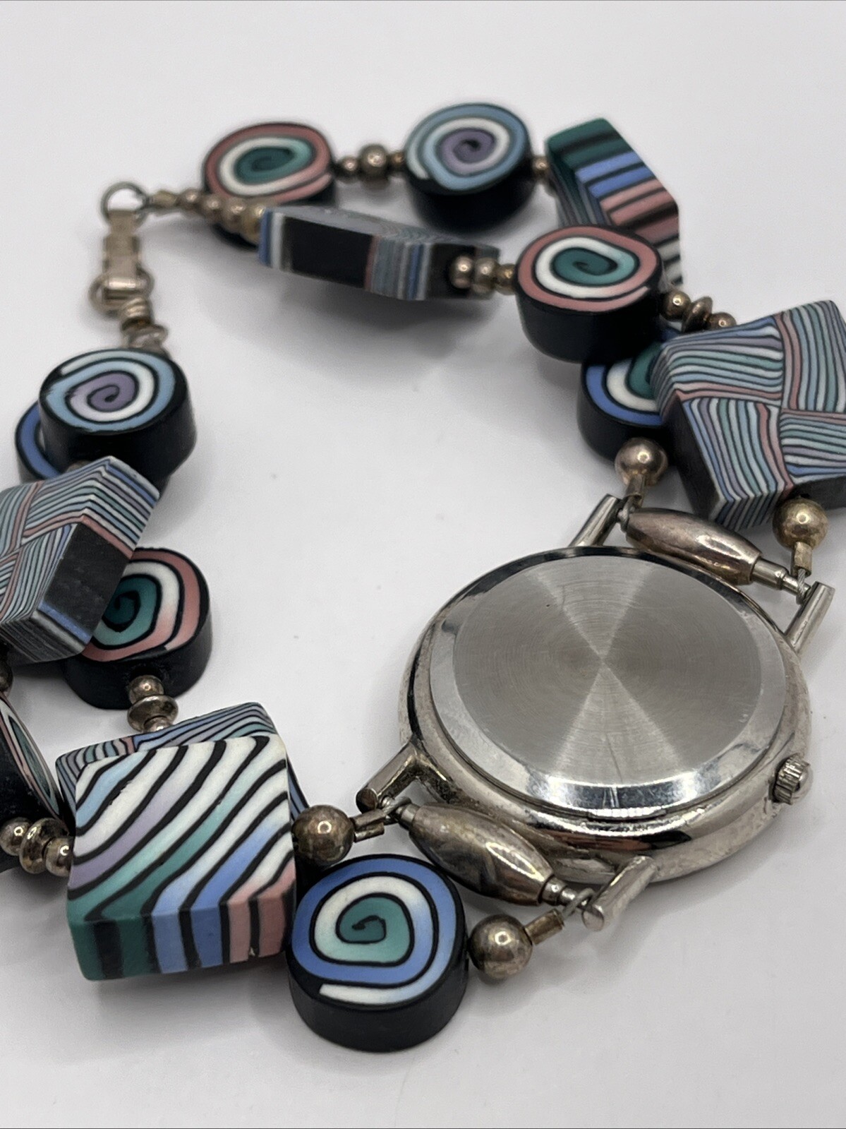 Artisan Polymer Clay Beaded Stretch Band Women’s Quartz Watch- New Battery