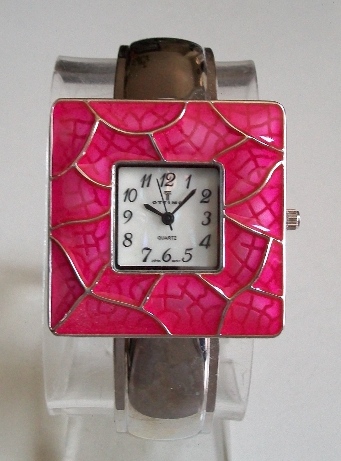 Women’s pink, black, multicolor & silver finish number dial fashion watch