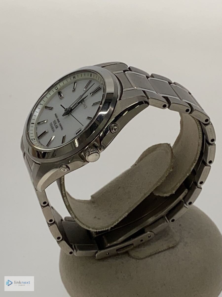 SEIKO 7B52 Solar Radio Control Titanium Men’s Watch White Dial