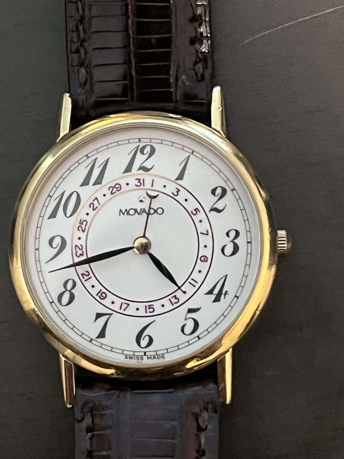 Vintage Movado pointer date 7 jewel high-end quartz movement