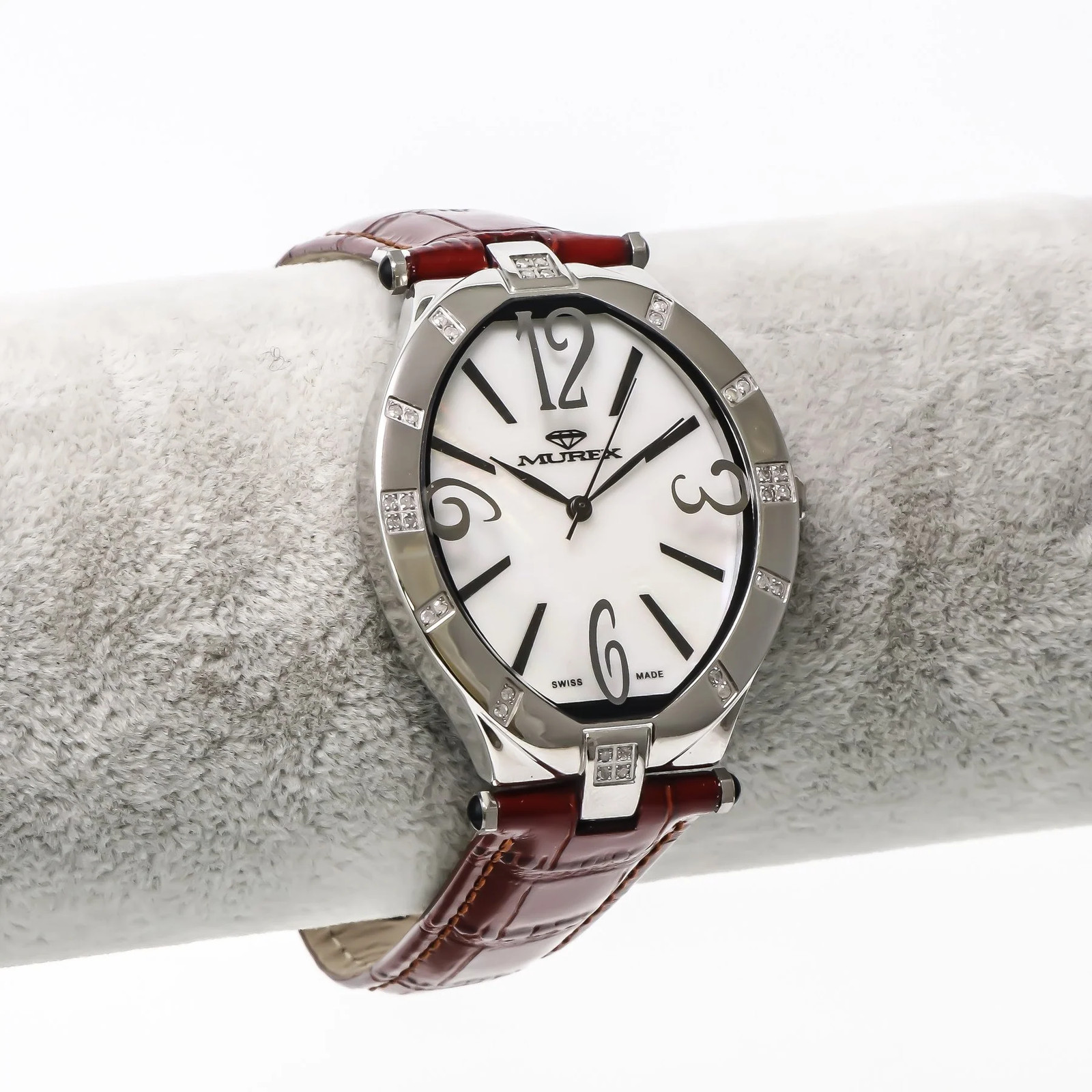 Murex – Swiss Diamond Watch – Red Strap – RSL815-SL-D-7 Swiss Quartz 34 x 41 mm