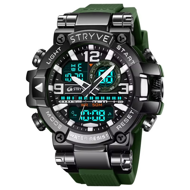 Men Oversize Waterproof Shock Resistant Digital Sport Dual Time WRIST WATCH 55mm
