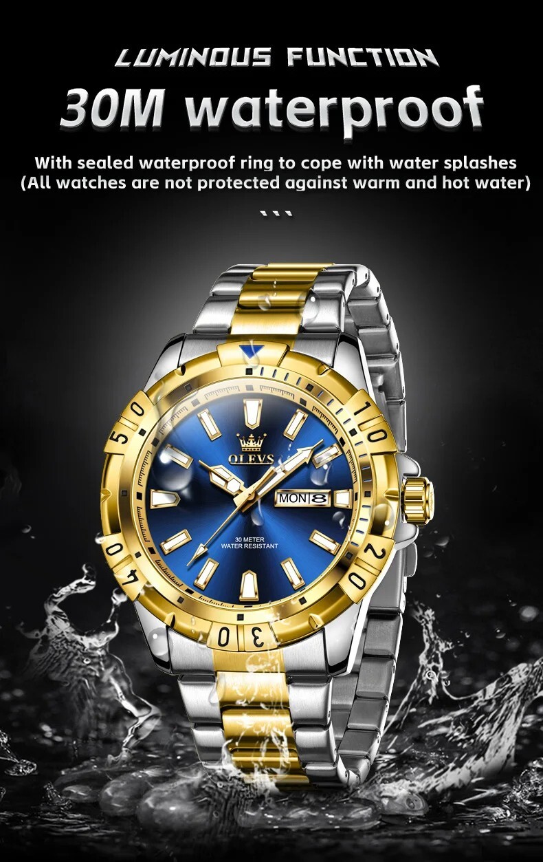 Waterproof Quartz Luminous Luxury OLEVS Watch Business Men’s Date Men Strap
