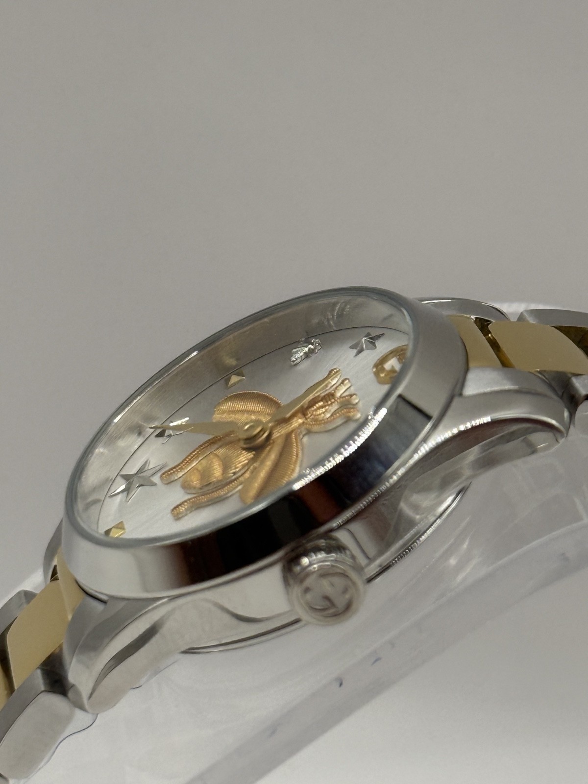 GUCCI Gucci G Timeless Silver Dial Two Tone Steel Strap Watch YA126599 27mm