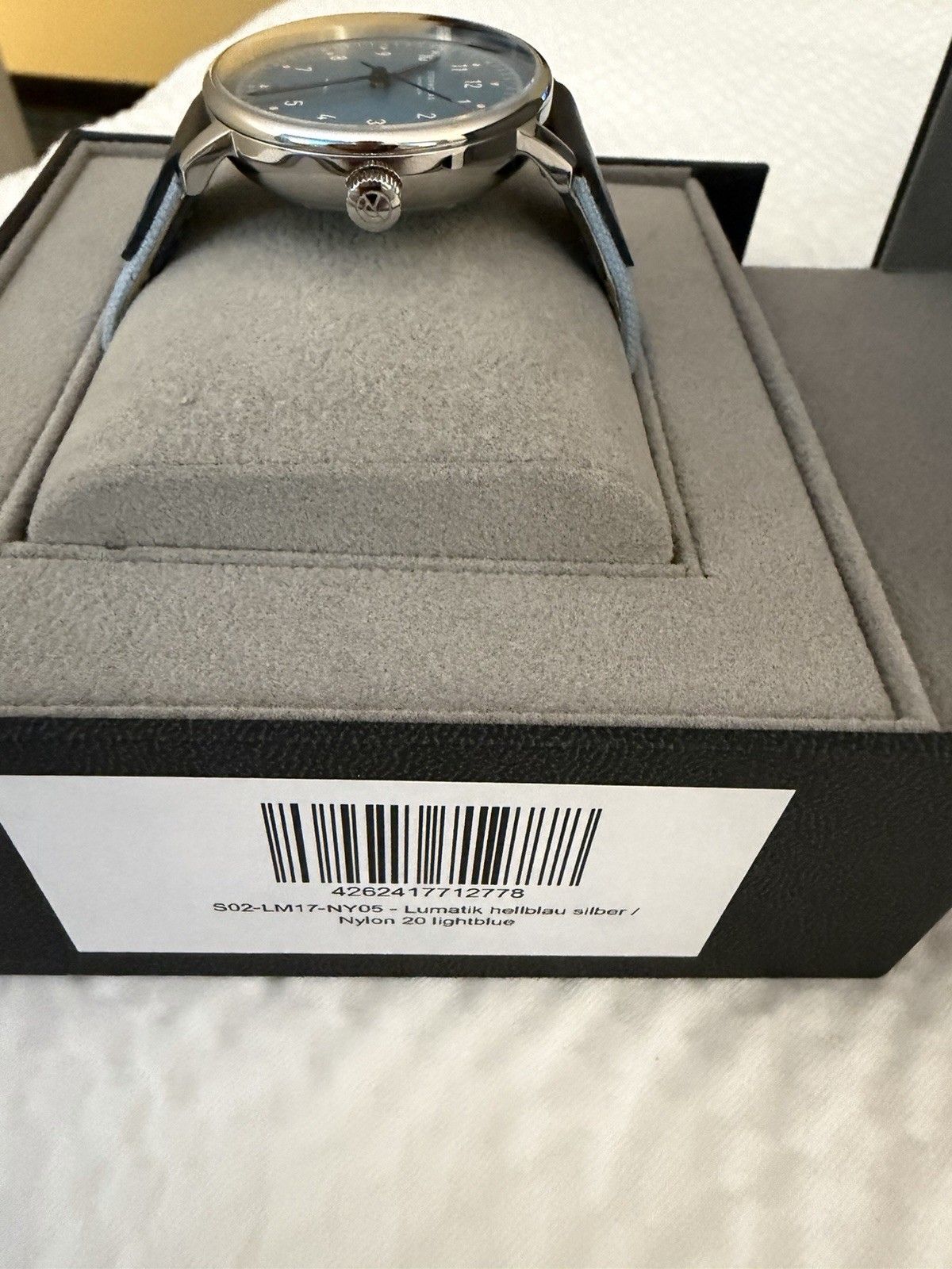 Sternglas Lumatik Automatic 38mm Blue Dial Date, Blue Leather Strap, Box/Papers