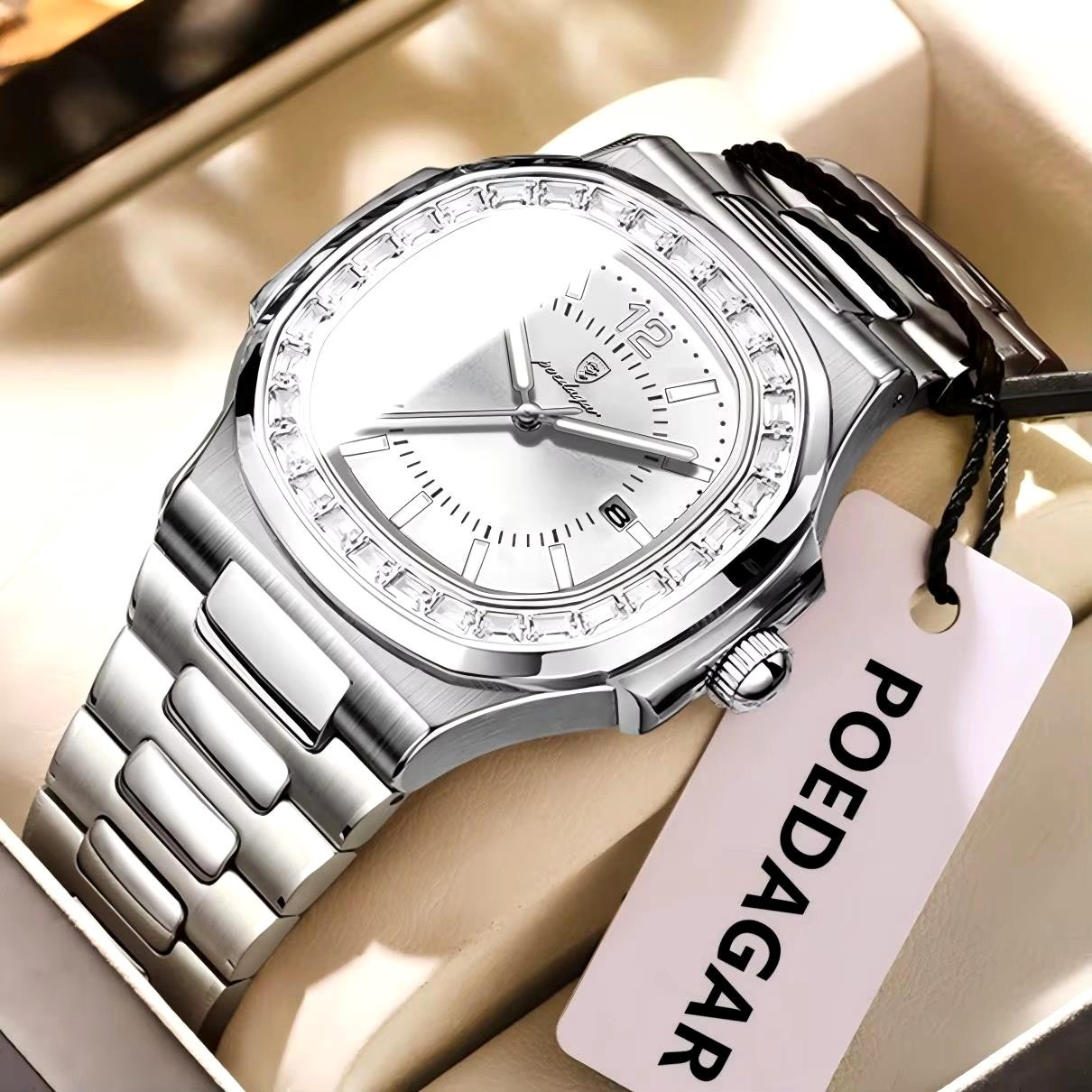 39MM POEDAGAR Men’s Quartz Watch Luxury Stainless 30M Waterproof Luminous NEW