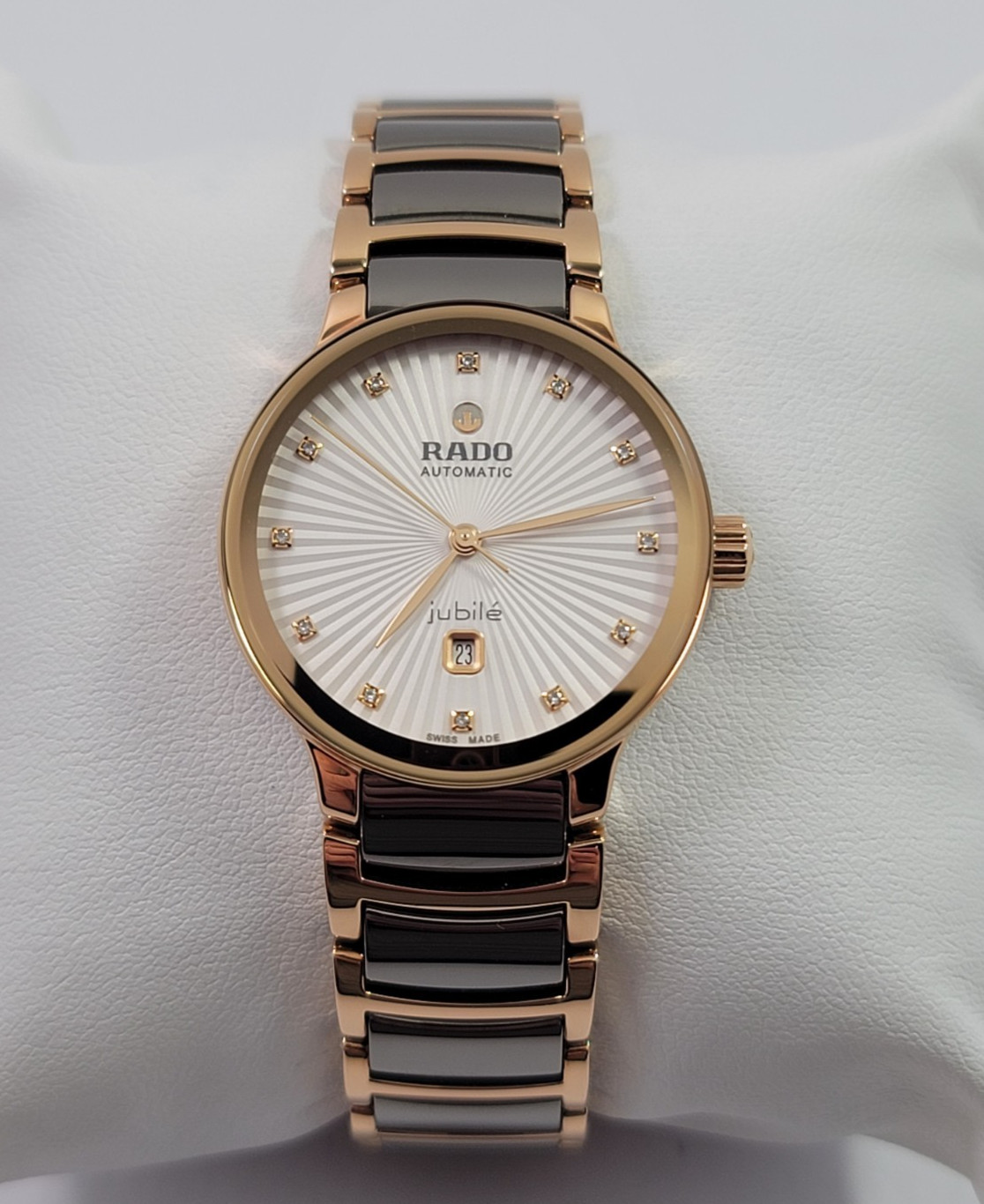 Rado Centrix SWISS Automatic Diamond White Dial Ceramic Ladies Watch R30019742
