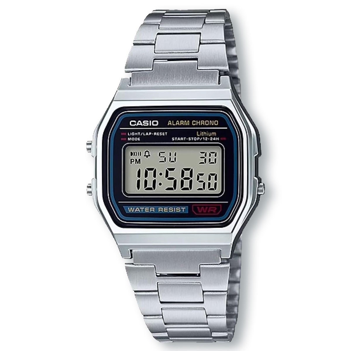 CASIO VINTAGE A158W-1 Digital Stainless Steel Band Watch
