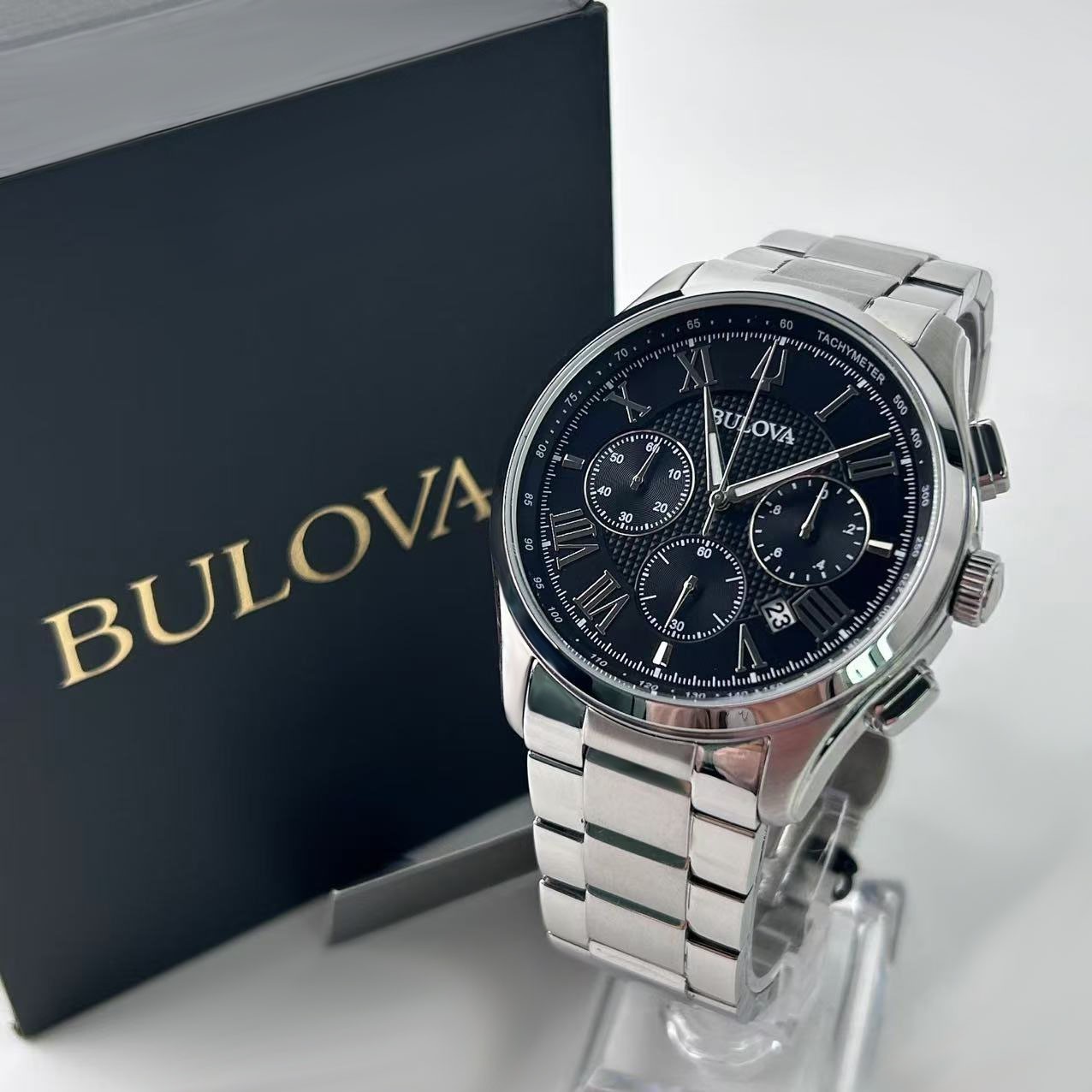 New Bulova Wilton 96B288 Men’s Stainless Steel Chronograph Quartz Watch 46mm