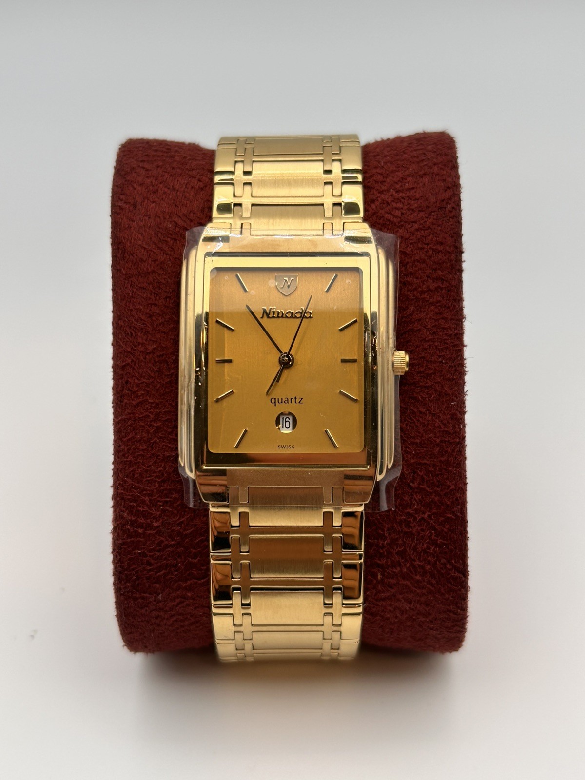 Neo Vintage Nivada Swiss Quartz 26mm Gold Dial Mens Tank Style Dress Watch