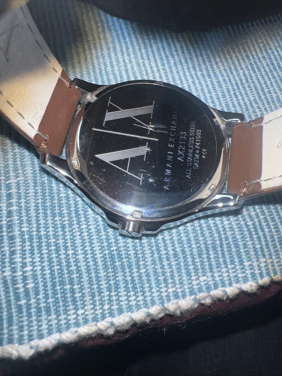 Armani Exchange Navy Dial Brown Leather Men’s Watch AX2133 With Box And Tags