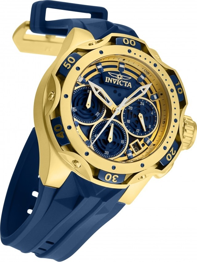 Invicta Venom Lady Women’s 44mm Gold Dark Blue Chronograph Watch 33643