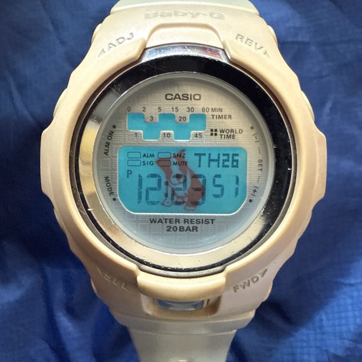 Casio Baby-G BG-1001PP EL Dog French Bulldog Quartz 38mm Resin Band Vintage