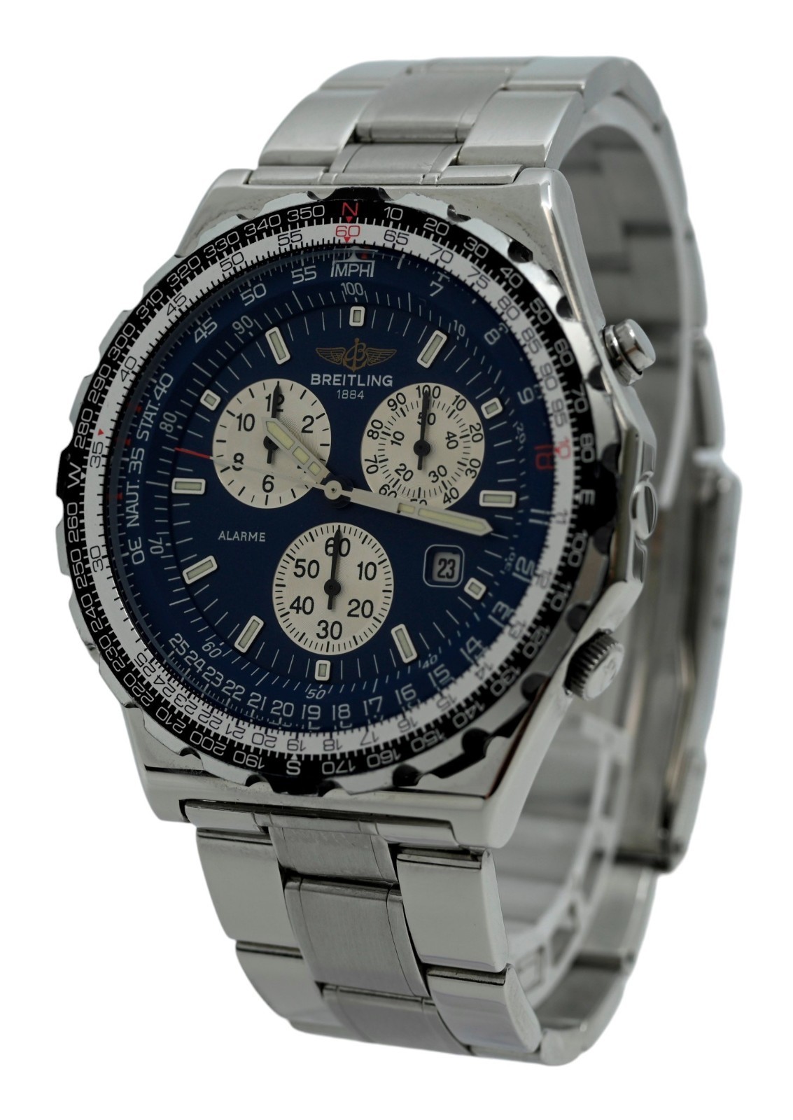 Breitling 42mm Men’s Navitimer Jupiter Pilot Blue Dial Alarme Watch Ref: A59028!