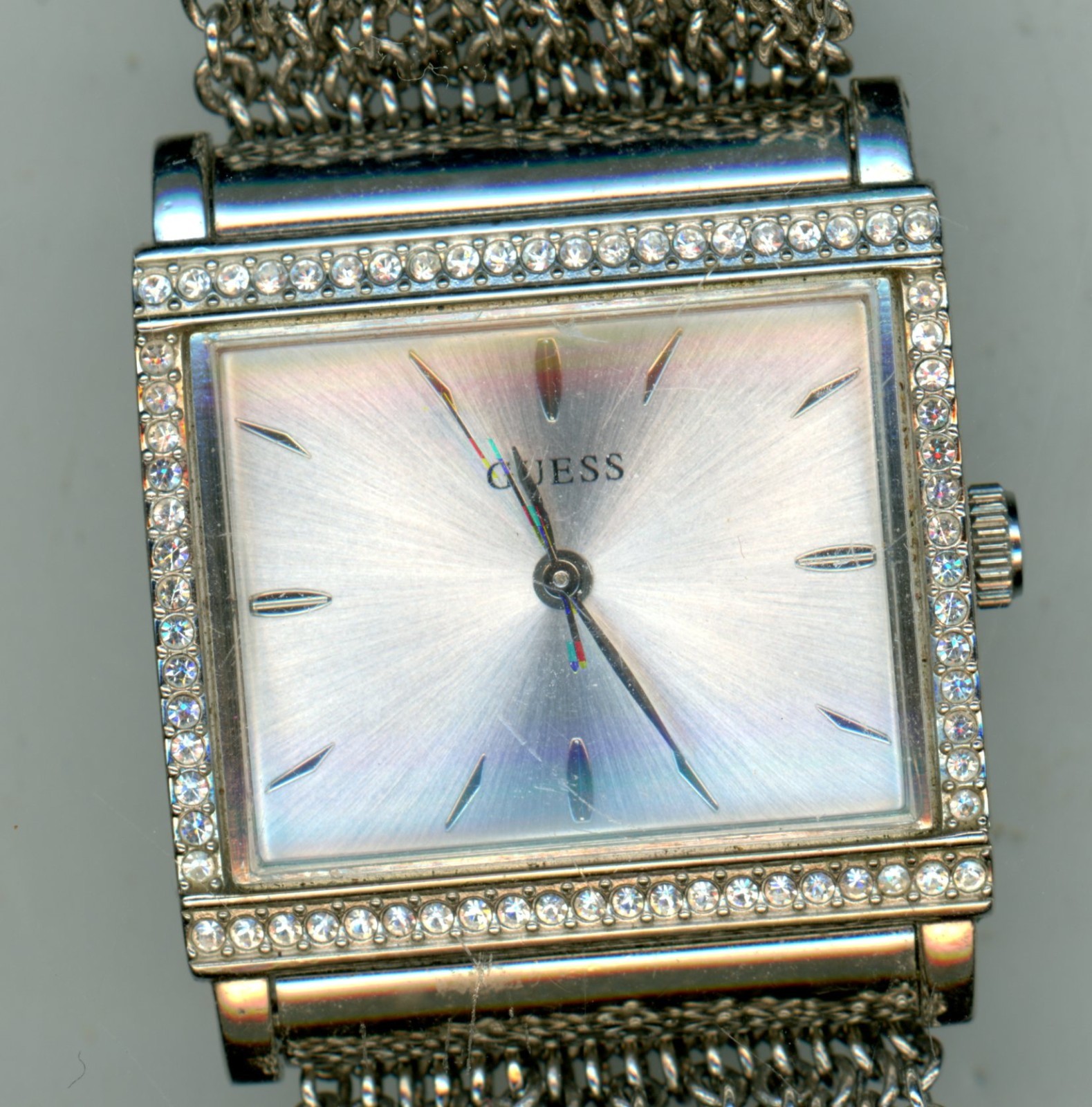 Guess Lady G85751L Luxury Pave 26mm Multiple Chain Bracelet Quartz Watch 6″