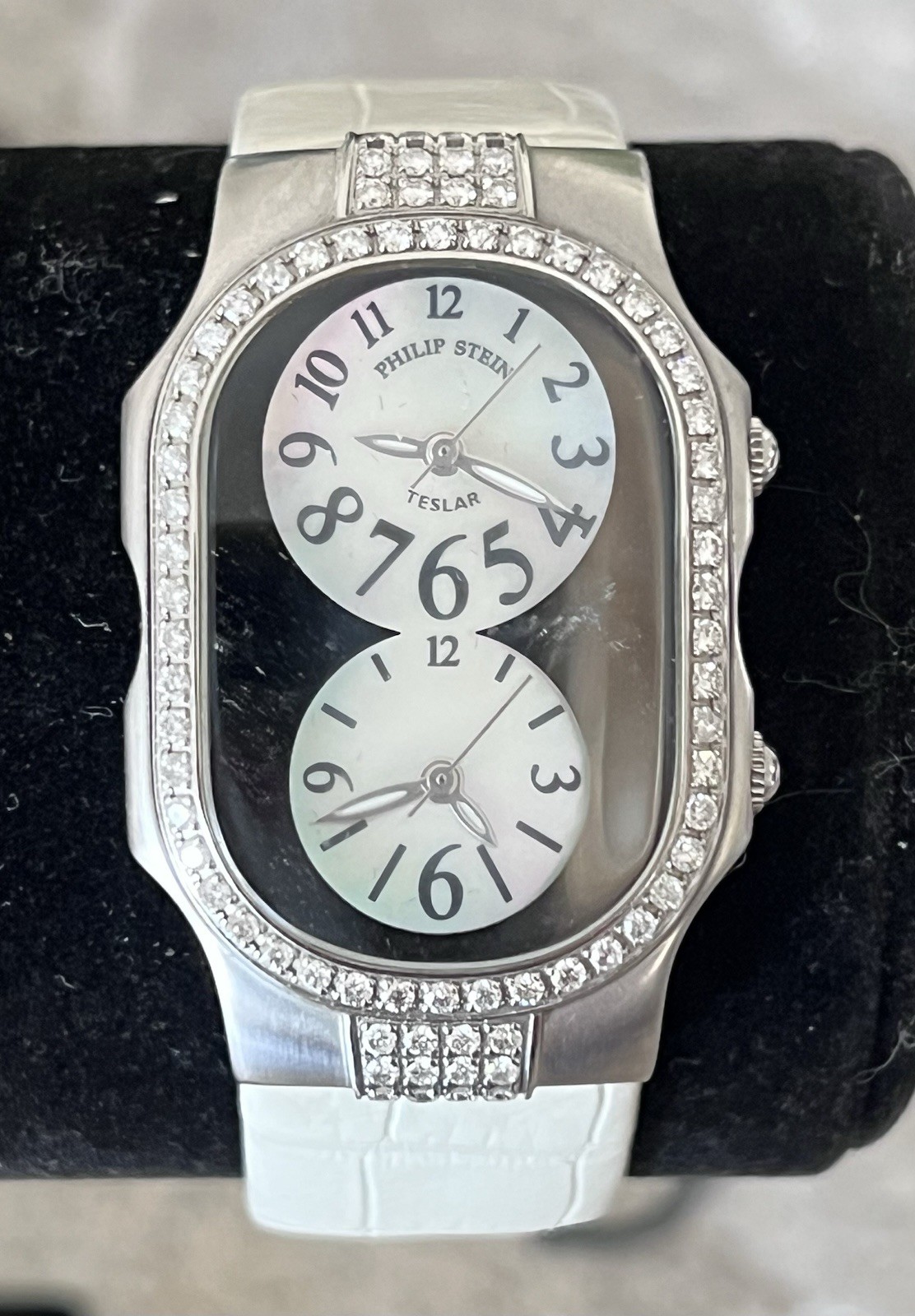 Philip Stein Teslar Dual Time genuine 1ct Diamond Watch (17433-Time)