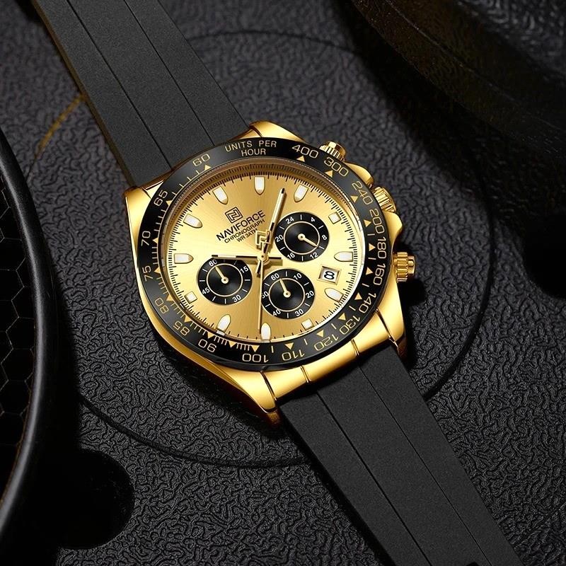 45MM NAVIFORCE Luxury Quartz Diver Watch Men Silicone Waterproof Luminous NEW
