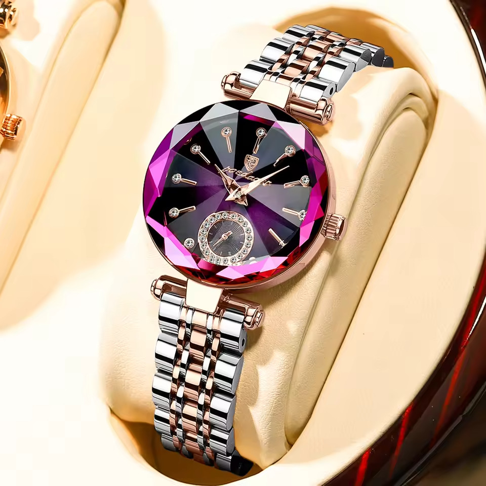 POEDAGAR Women’s Luxury Crystal Watch Stainless Steel Quartz Waterproof Wristwat