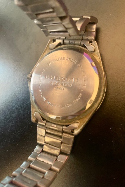 Chrome Azzaro Paris Watch Silver Chrome Casing / Blue Face Collectible Watch