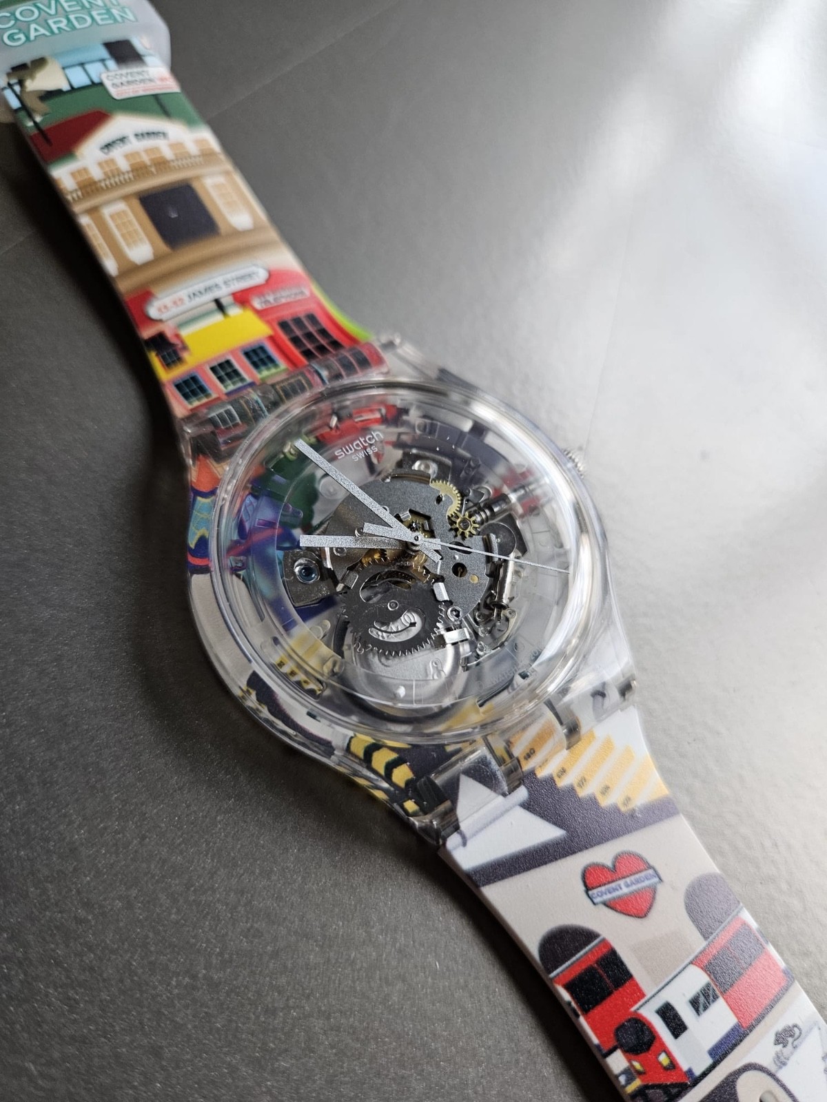 Swatch London Covent Garden Skeleton Destination Q4 2025; Apples + Pears Ltd Ed.
