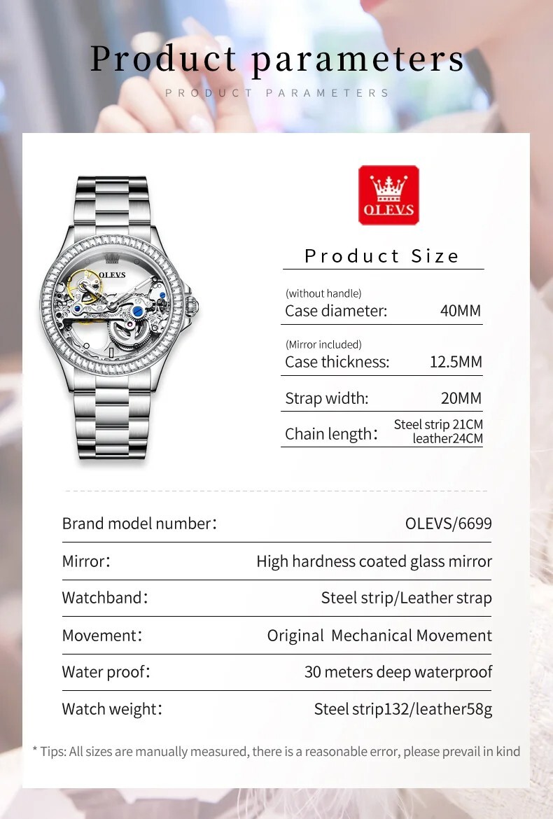 Skeletons Automatic OLEVS Fully Hollow Mechanical Mechanical Watch Women Watch