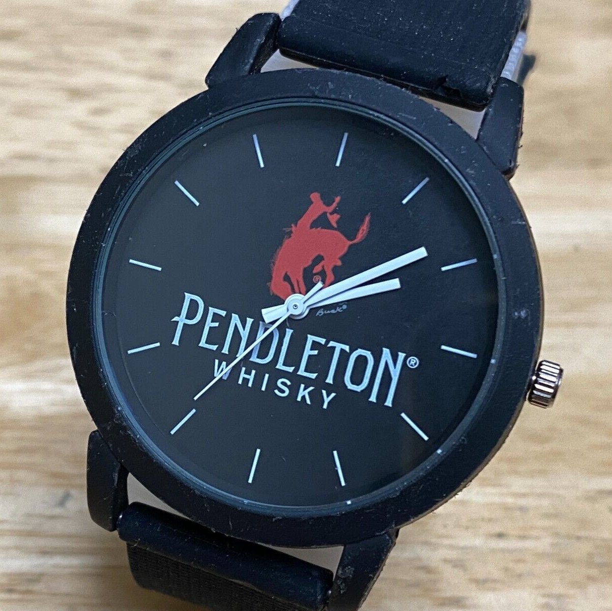 Pendleton Whisky Quartz Watch Men All Black Analog Rubber Band New Battery