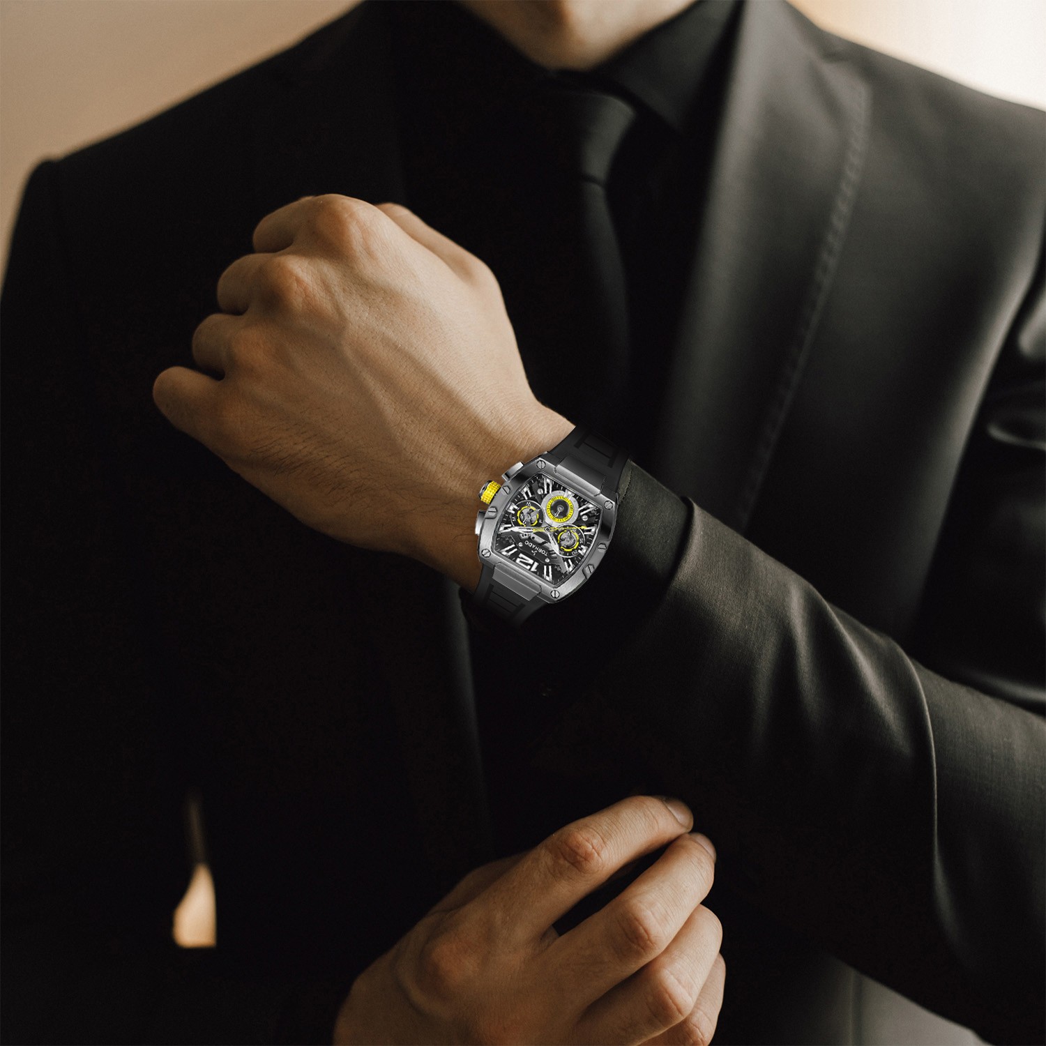 Tornado Xenith Men’s Multi Function Watch | Black Dial, 43x54mm, 100 m (10 ATM)