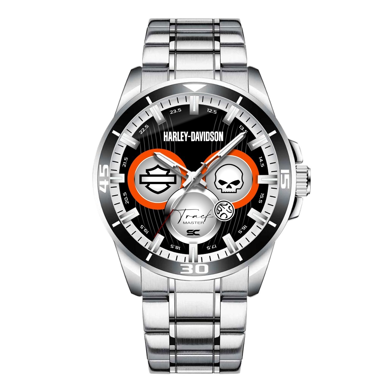 Harley & Davidson Track Master Motorcycle Lovers Steel Wrist Watch