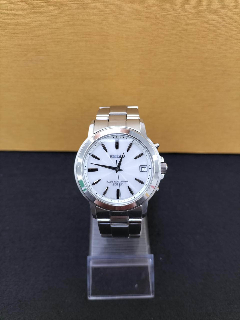 SEIKO 7B52-0AF0 Solar Radio White Dial Steel Watch 16cm