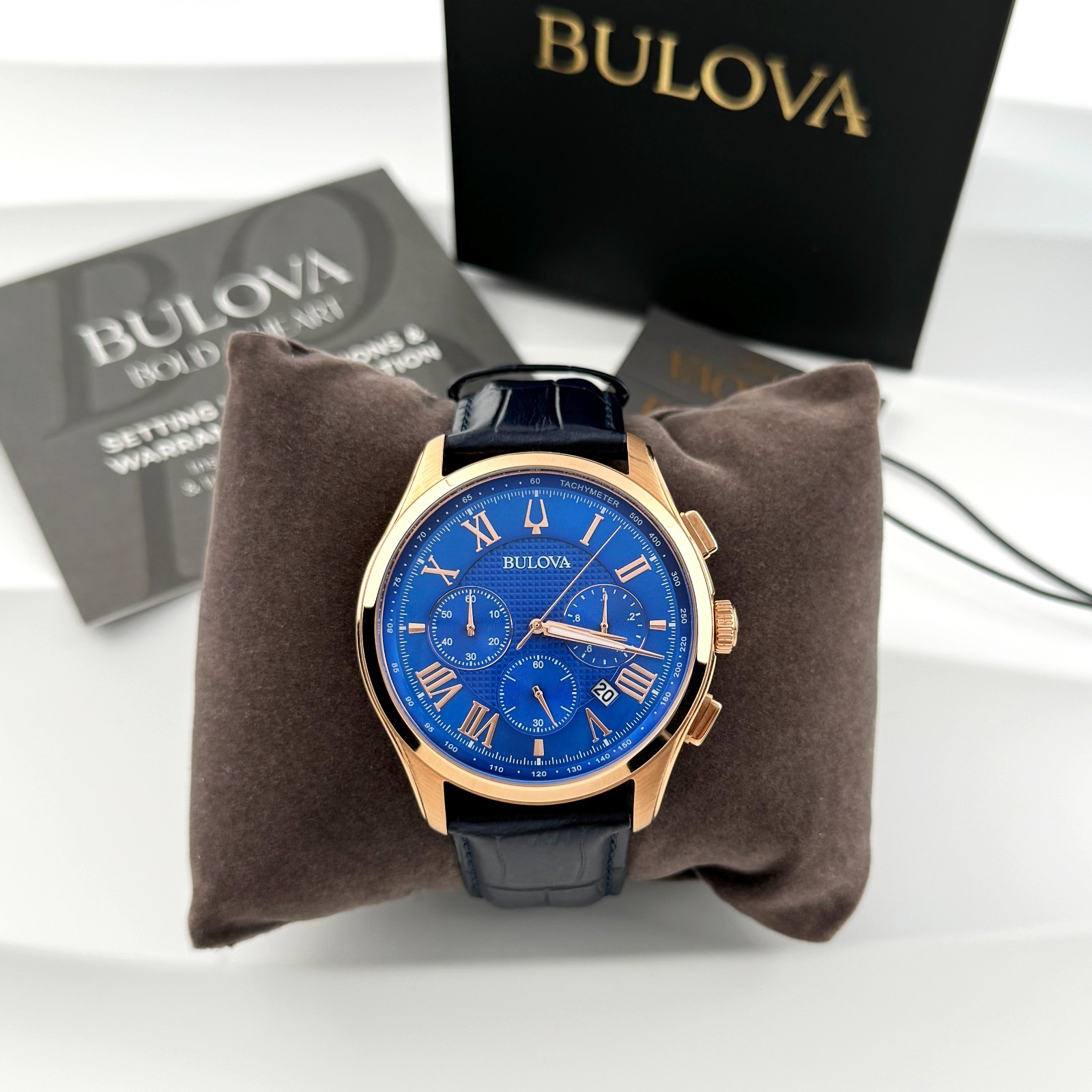 Bulova Men’s New 97B170 Classic Wilton Quartz Watch Blue Dial 46.5mm