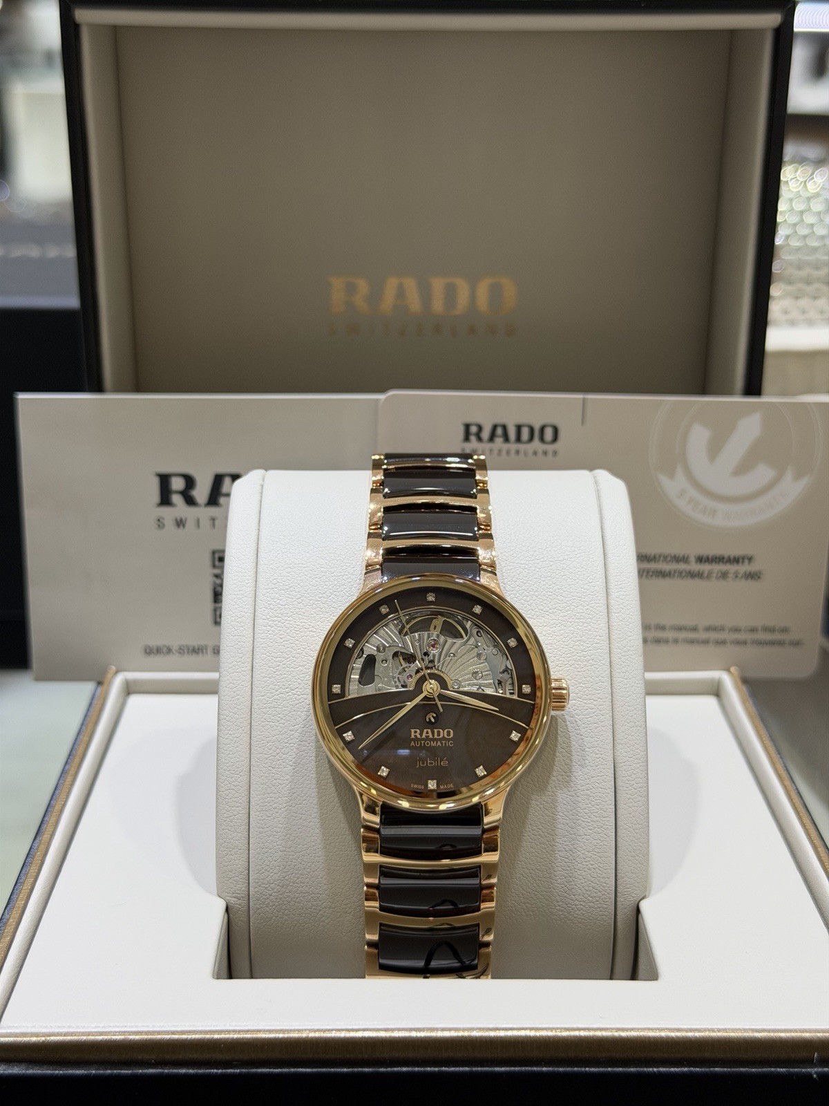 New Rado Centrix Automatic Diamonds OpenHeart Brown Dial Women’s Watch R30029902