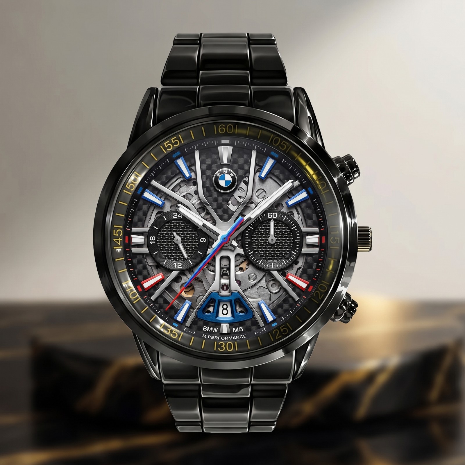 Personalized Performance BMW M5 Sedan Stainless Steel Watch Automotive Gift