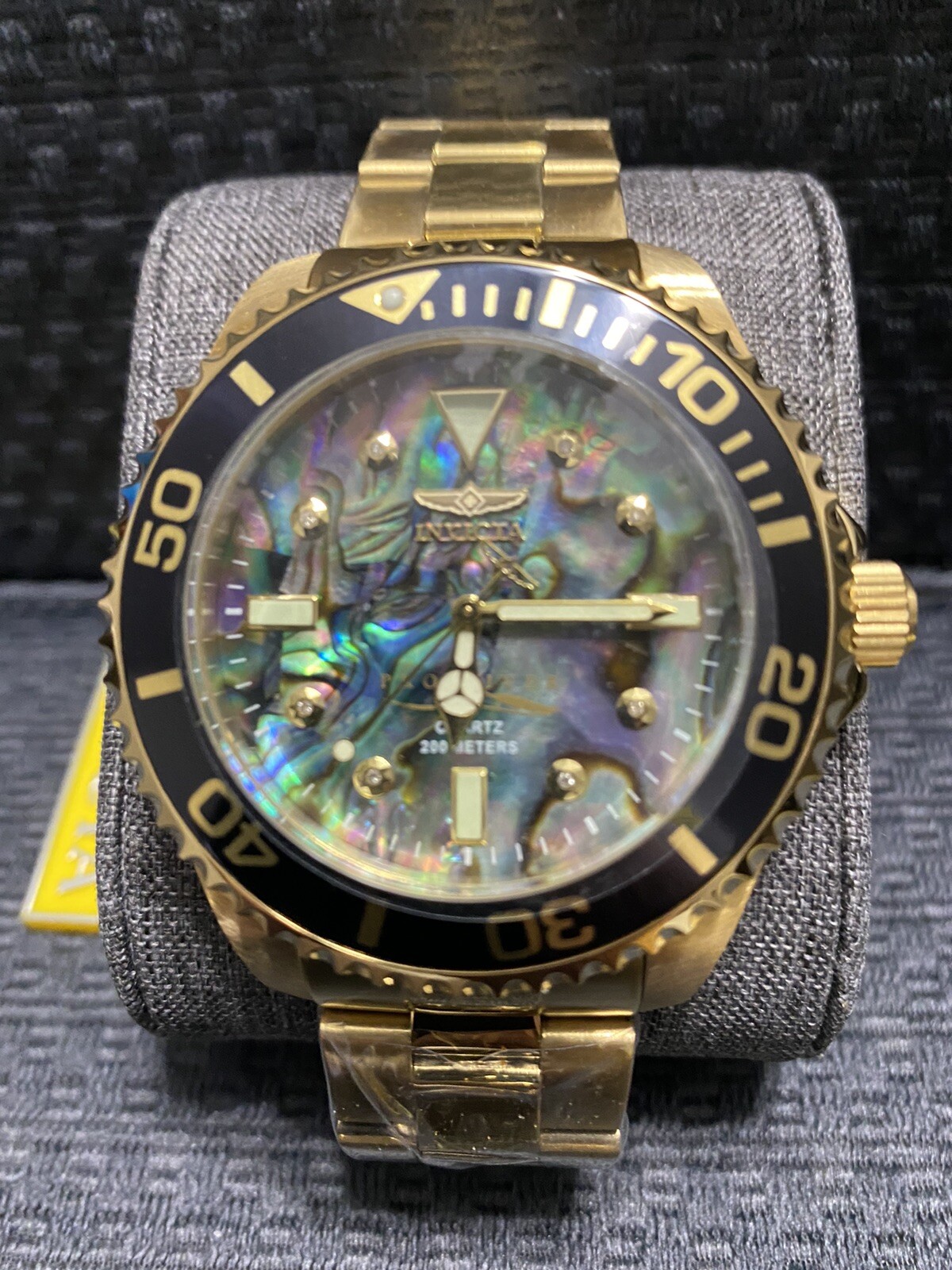 Invicta 47mm Pro Diver, Abalone W/Diamond Accents,Gold Tone Watch, Model #37403