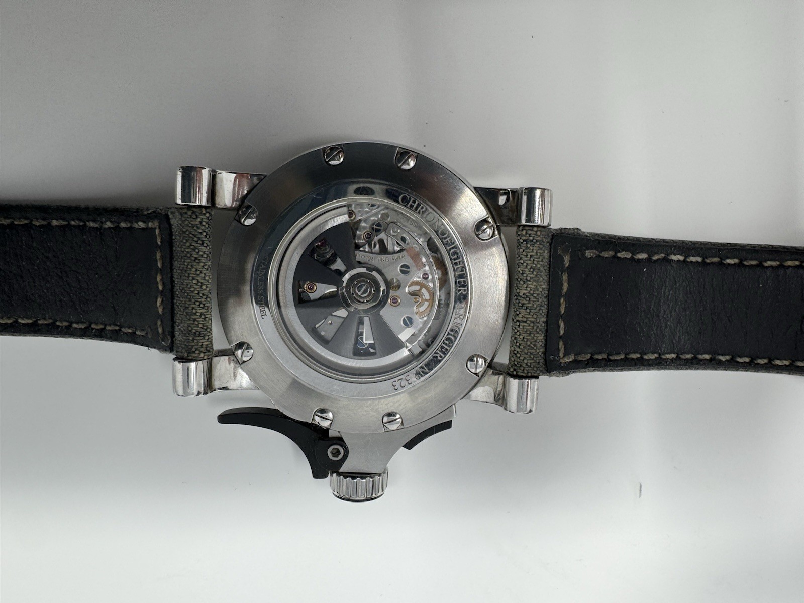 Graham Chronofighter Automatic Chronograph Military Watch Black Dial Box Papers