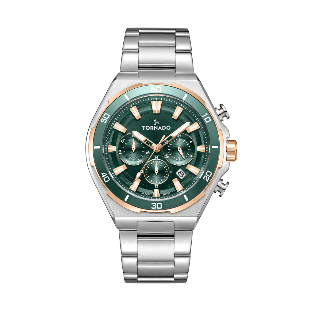 Tornado Strellar X Men’s Multi Function Watch | Green Dial, 45mm, 100 m (10 ATM)