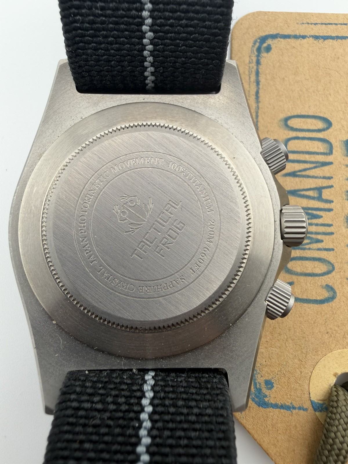 TACTICAL FROG Titanium VS75B Solar Power Quartz Chronograph Watch Newman Panda