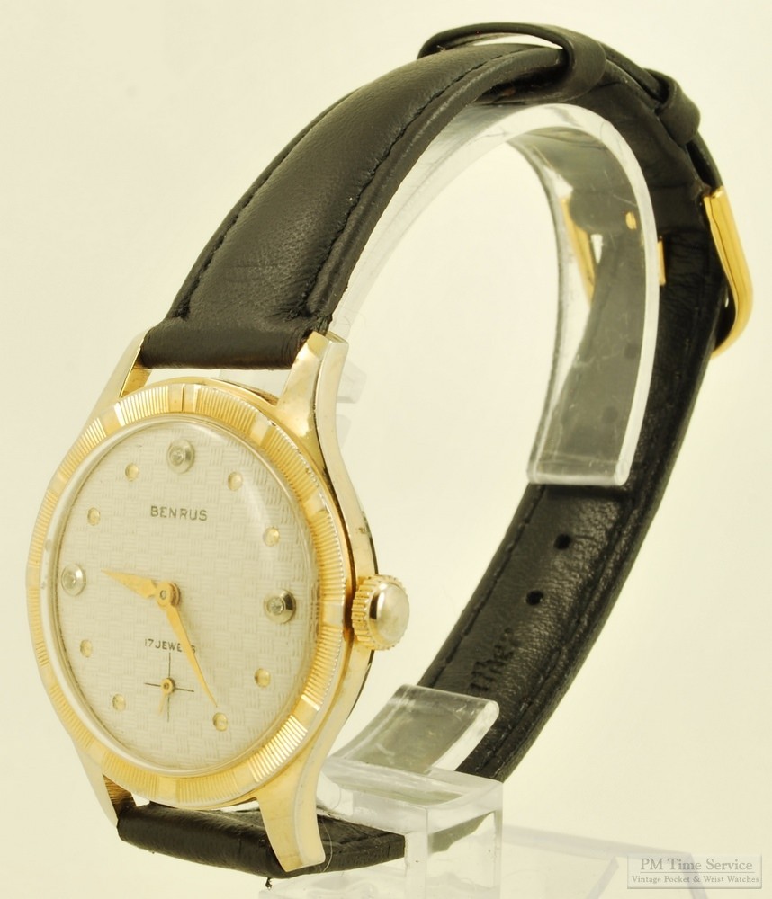 Benrus grade 18AC vintage wrist watch, 17 jewels, YBM & SS round WR case