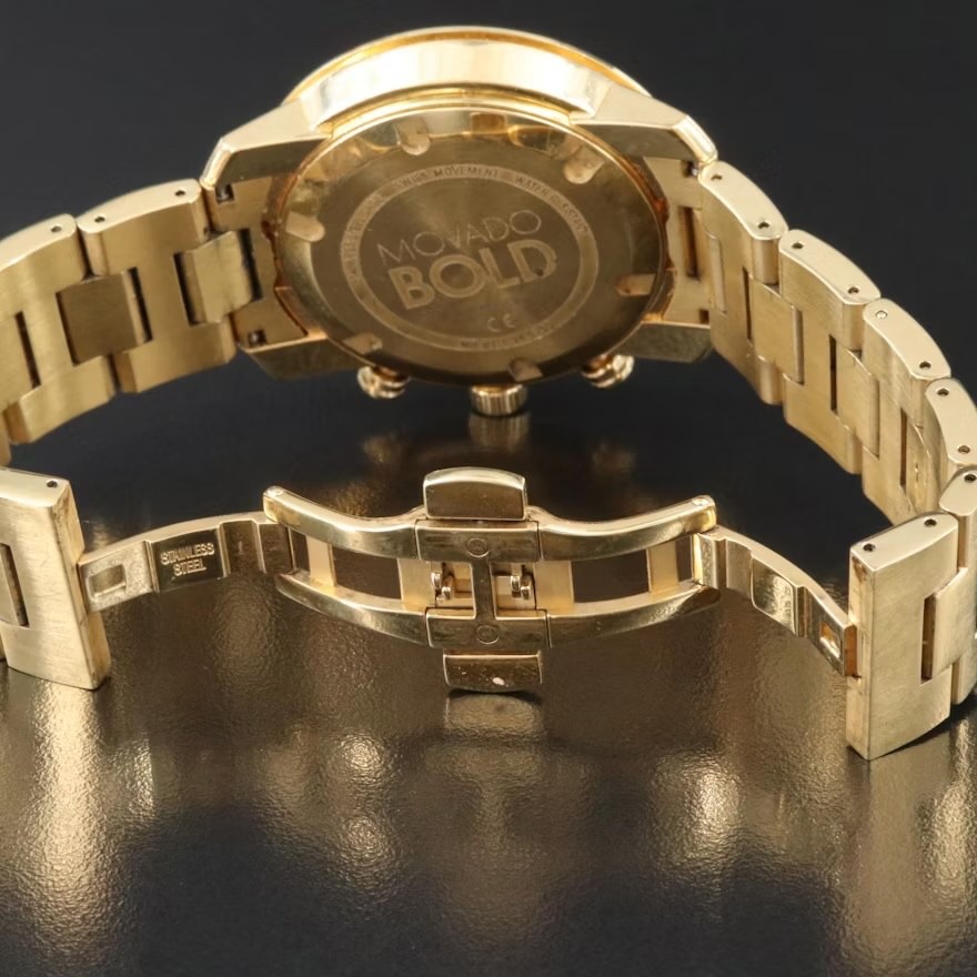 Movado Bold Chronograph Champagne Dial 44mm Quartz Watch MB.01.1.34.6156