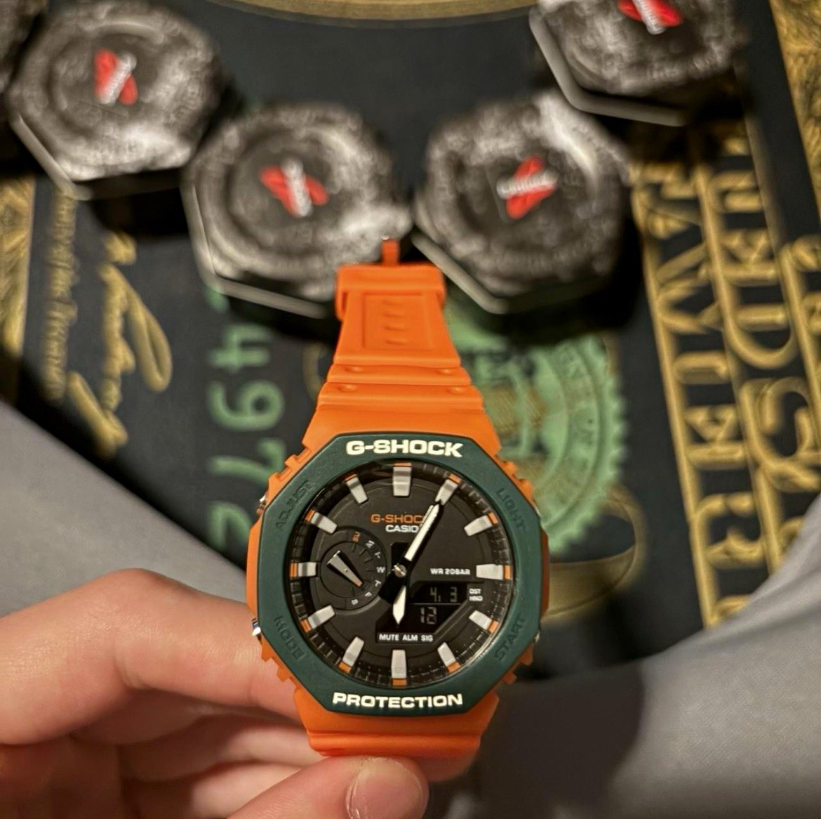 Casio G-SHOCK GA-2100 Analog/Digital Quartz 200m 45mm Orange/Green Resin