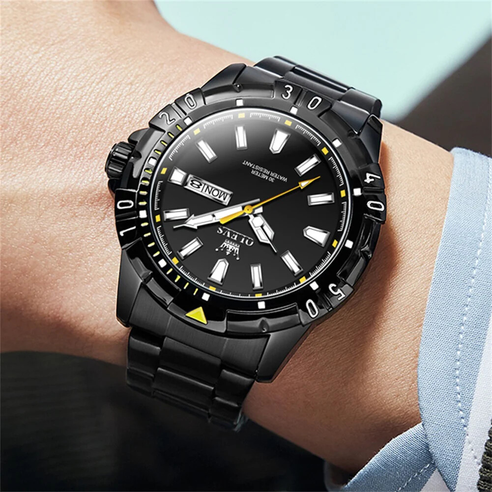 OLEVS LUXURY MEN’S WATCH WATERPROOF STAINLESS -STEEL