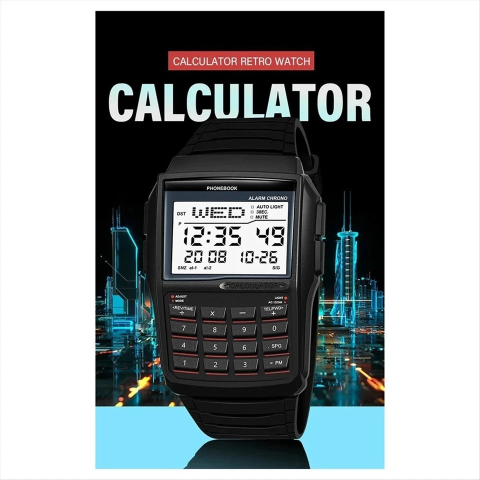 Computer Style Men’s Top Luxury Digital Sports Watch Multifunction Calculator