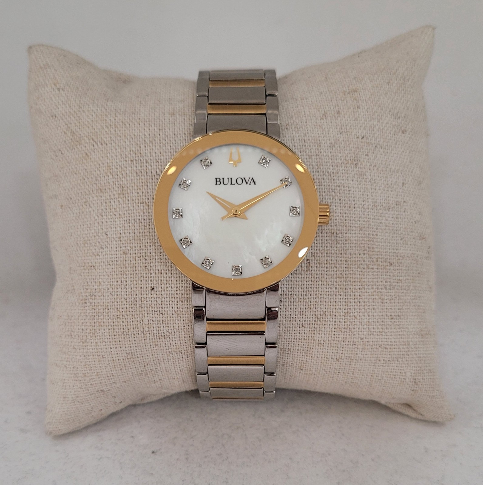 * Bulova Futuro Diamond Accent White Mother Of Pearl Dial Women’s Watch 98P180