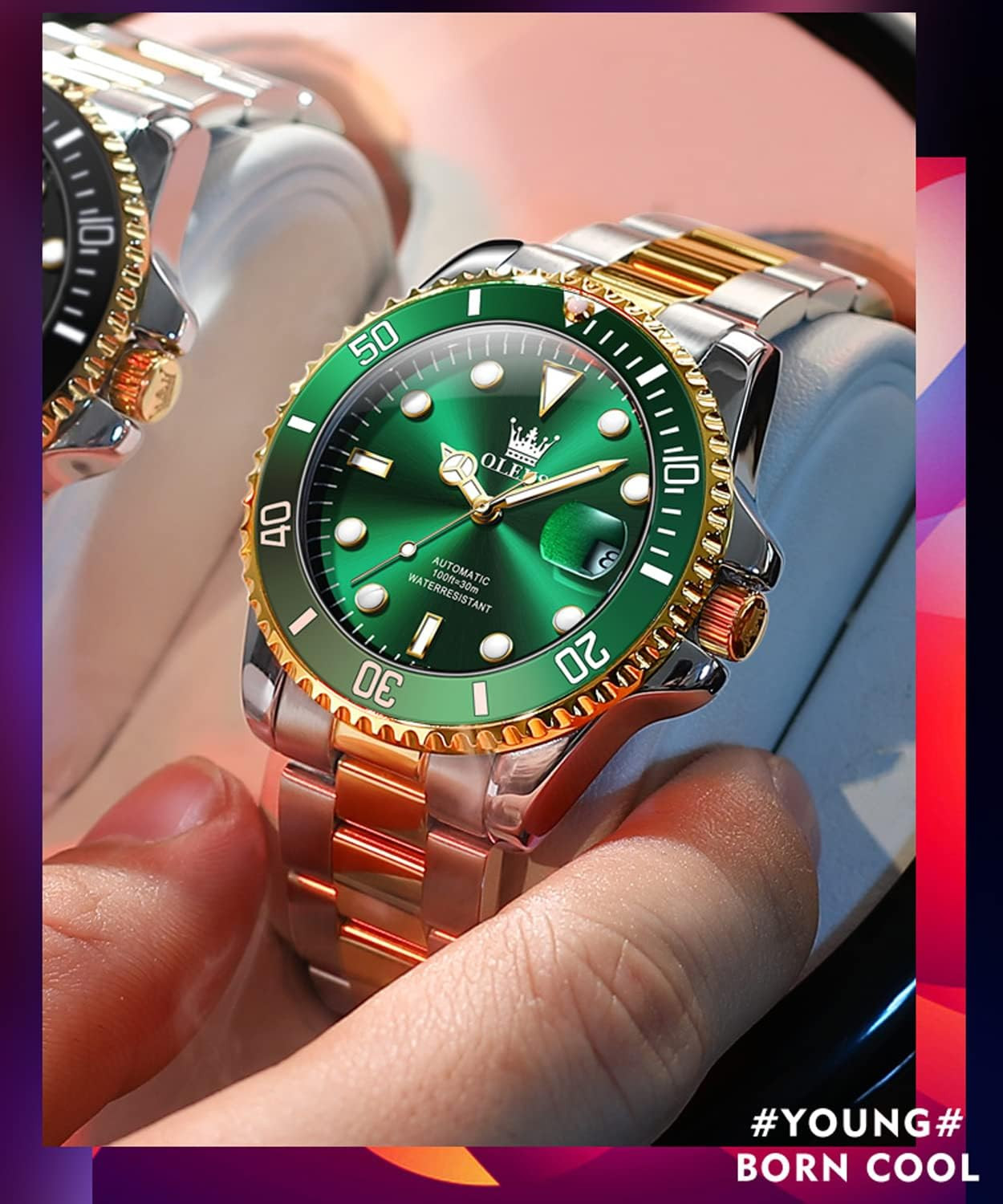 Luxury Men’s Automatic Waterproof Watch – Big Face & Luminous Features