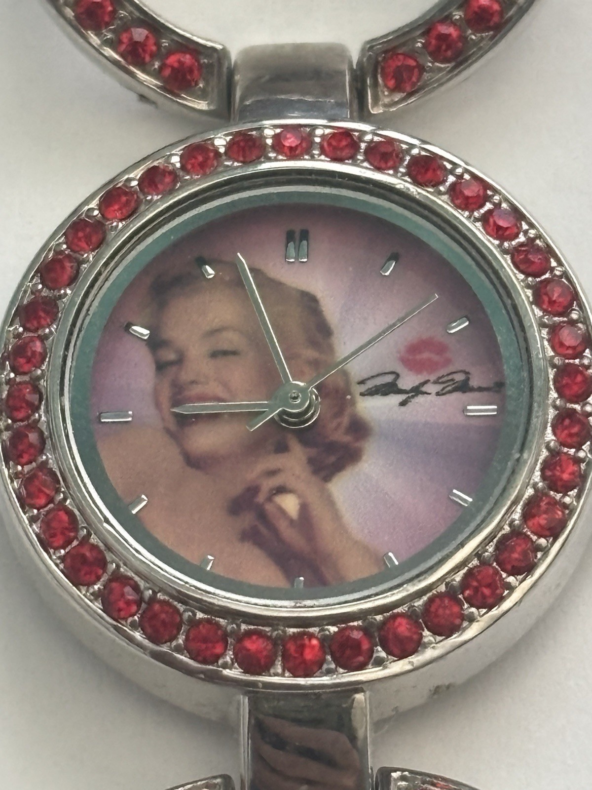 Marilyn Monroe Silver And Red Rhinestone Watch