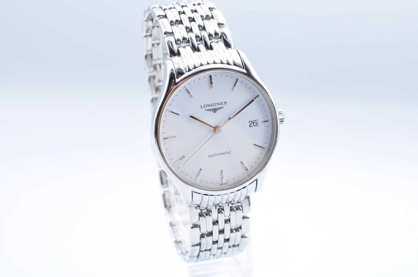 LONGINES LYRE Quartz Date Silver Belt Men’s Watch w-10101
