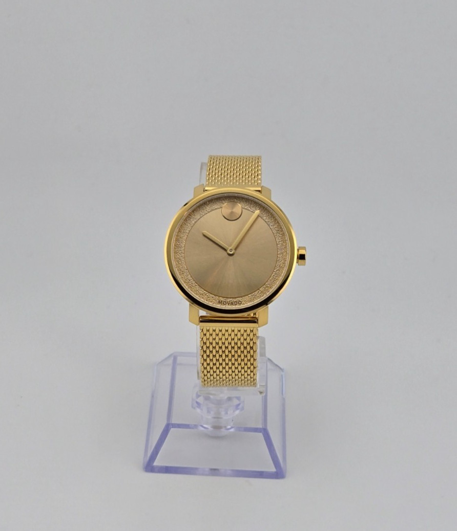 Movado Bold 3600580 Women’s Gold Tone Mesh Bracelet Gold Dial Watch ⌚