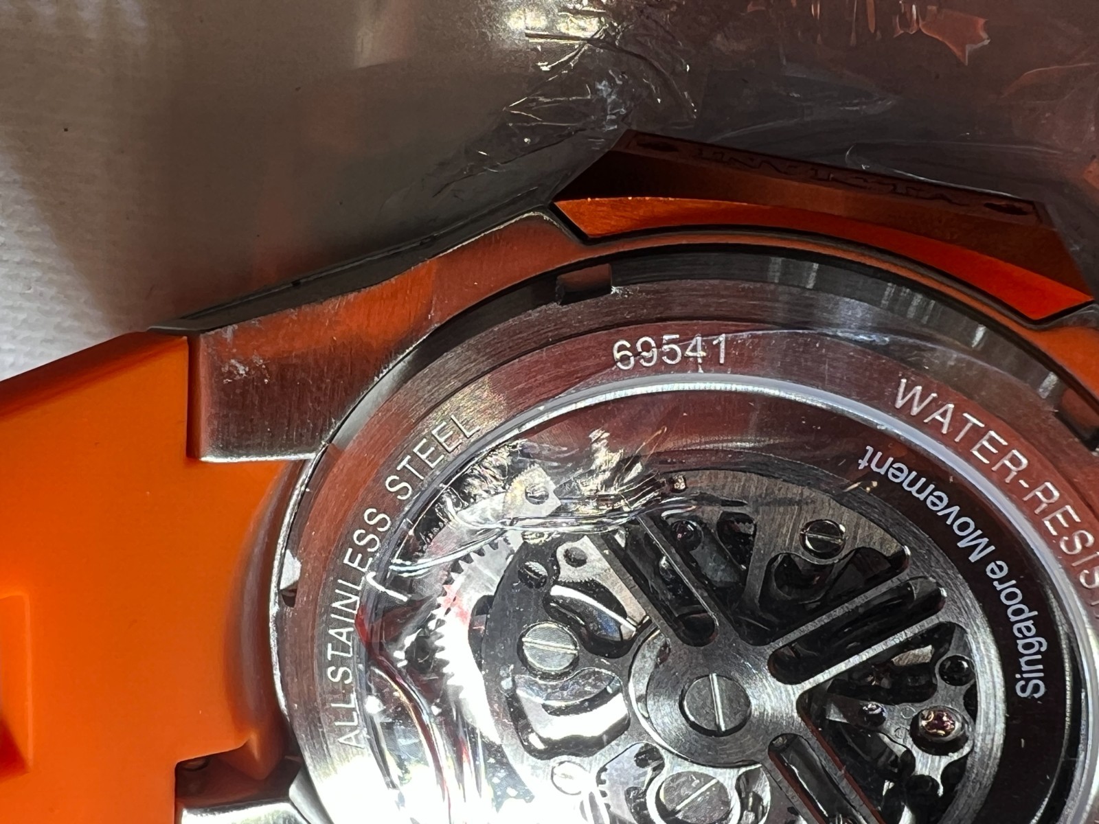 Invicta Celestial Adamastre Skeleton Auto Orange Sil Band Carbon Box (16954)