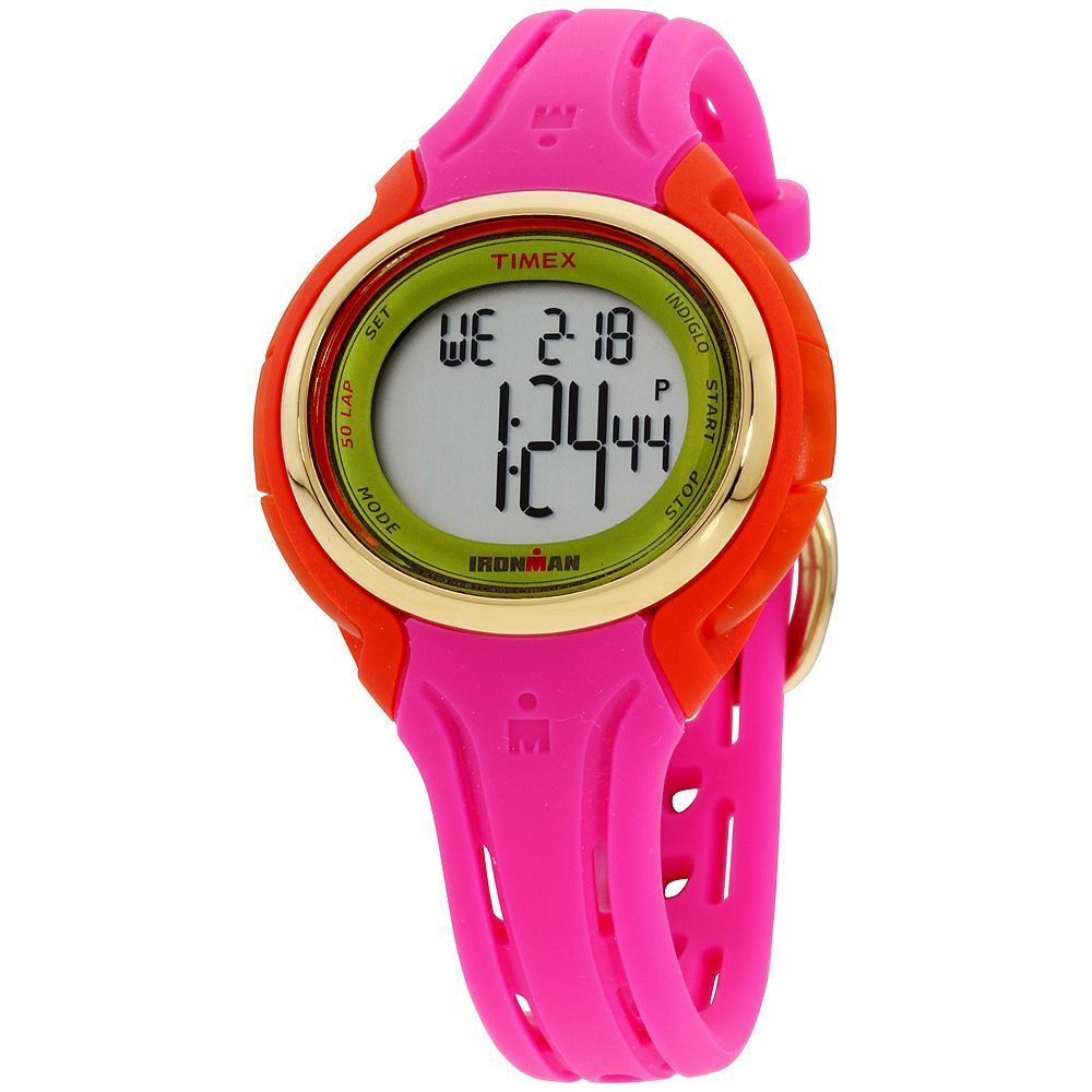 TIMEX IRONMAN HOT PINK+RED 2 TONE,50 LAP,RESIN PLASTIC,INDIGLO,WATCH TW5M02800